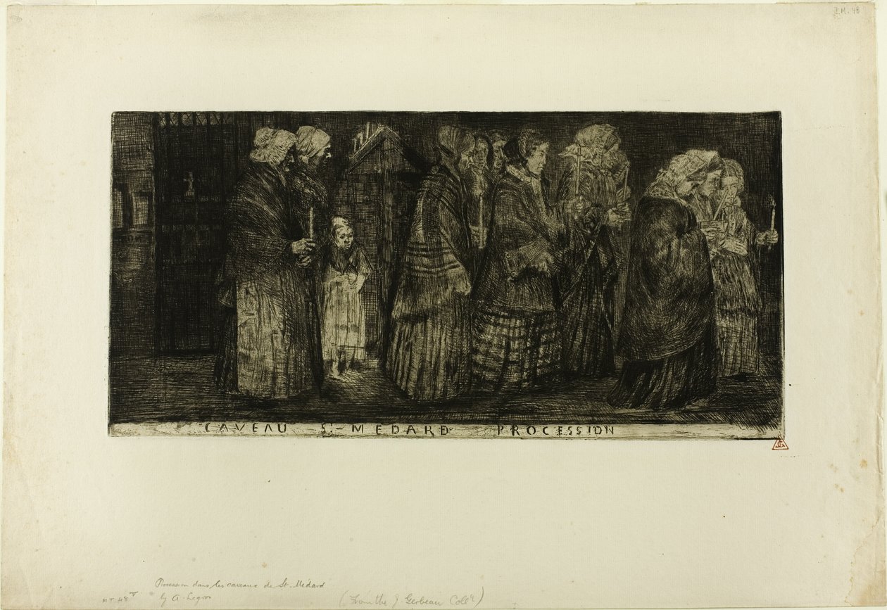 Processie in de crypte van St. Medard door Alphonse Legros