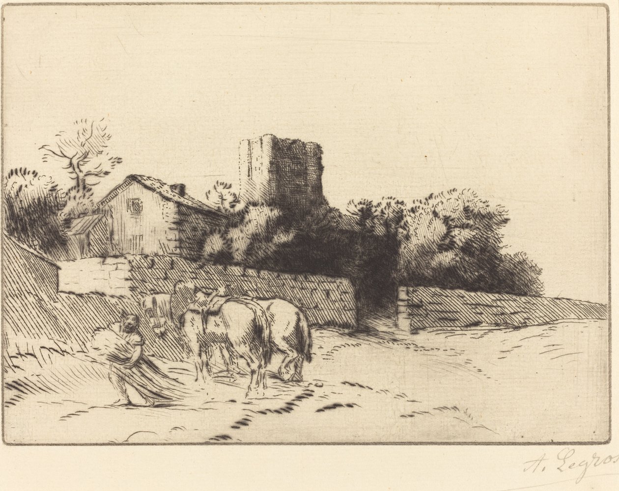 Muur van de pastorie door Alphonse Legros