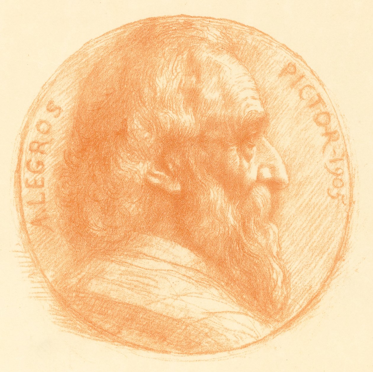Zelfportret, Medaillon, nr.2, 11e plaat door Alphonse Legros