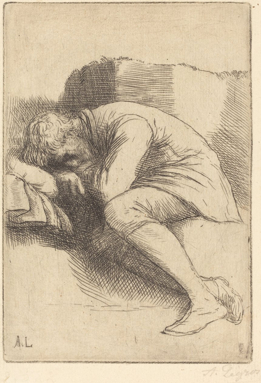Slaper Un dormeur door Alphonse Legros