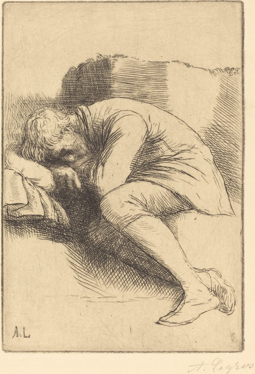 Slaper Un dormeur door Alphonse Legros