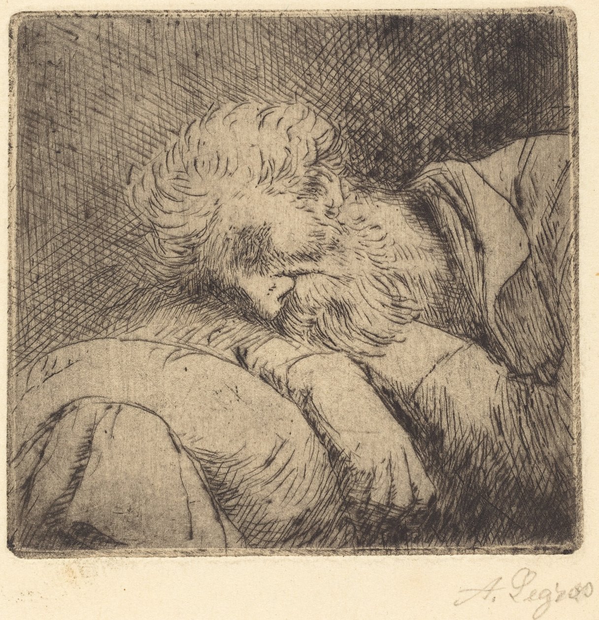 Slapende bedelaar door Alphonse Legros