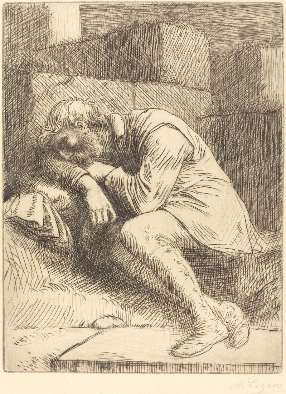 Slapende bedelaar door Alphonse Legros