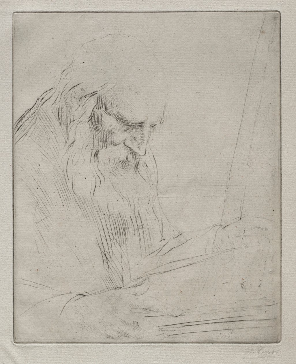 Studie van een man die leest door Alphonse Legros