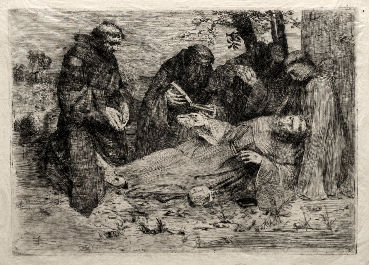 De dood van St. Franciscus door Alphonse Legros