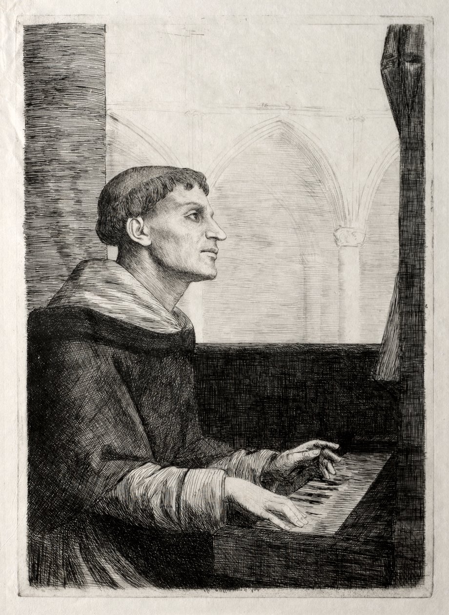 De monnik aan het orgel door Alphonse Legros