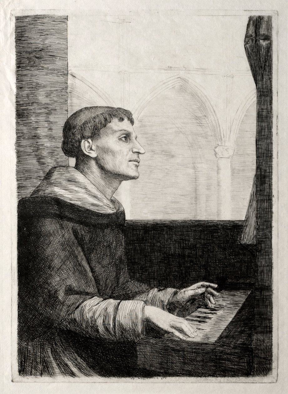 De monnik aan het orgel door Alphonse Legros