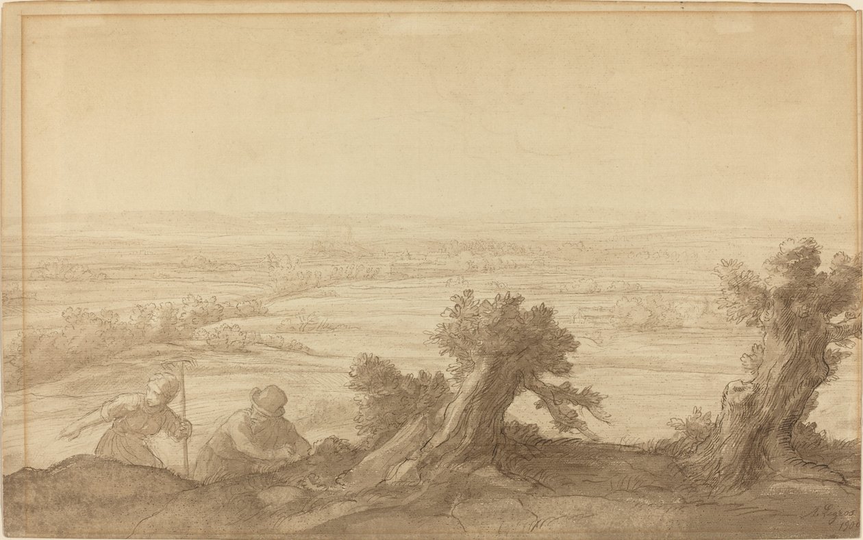 Uitzicht over Vlak Land, 1906 door Alphonse Legros