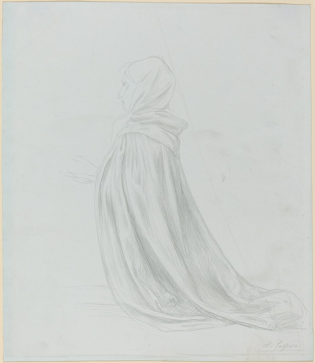Vrouw in een mantel door Alphonse Legros