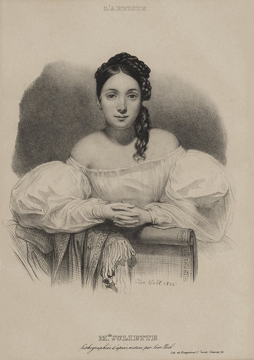 Portret van juffrouw Juliette Drouet. door Alphonse Leon Noel