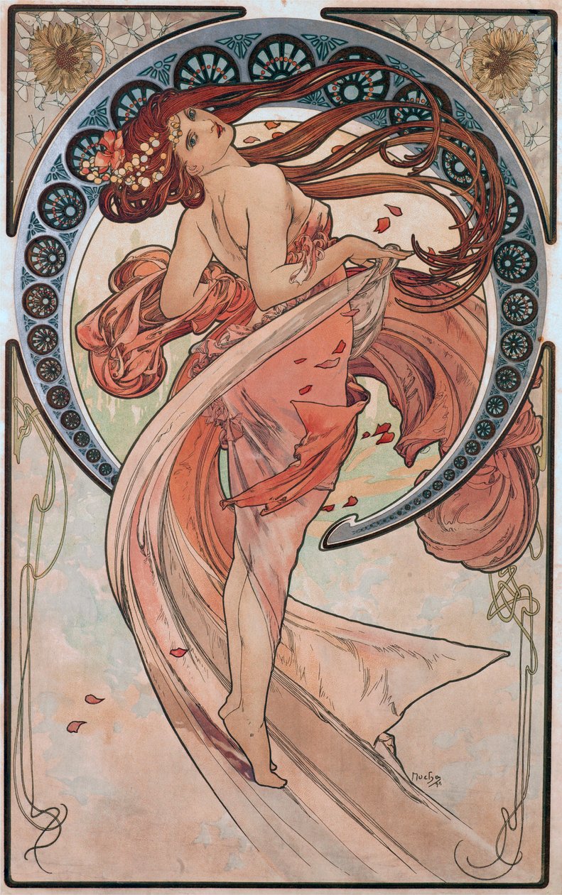 Dans (Rose) door Alphonse Mucha