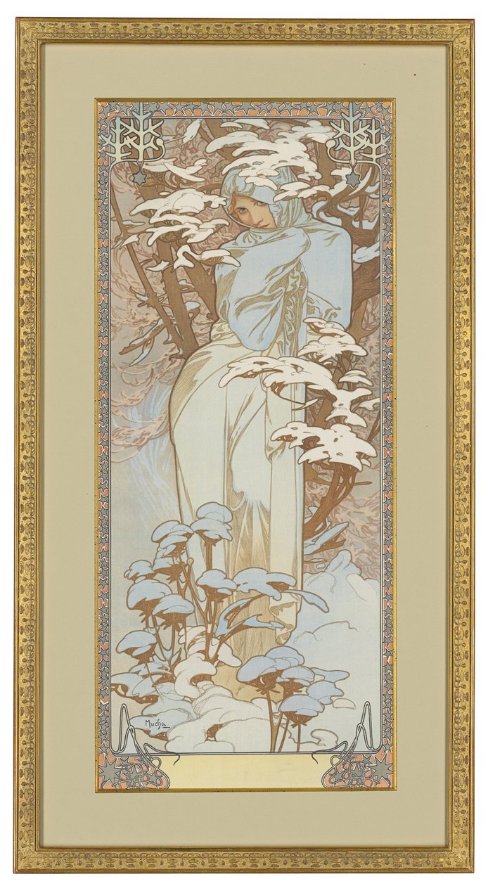 Vier Seizoenen: Winter, 1900 door Alphonse Mucha