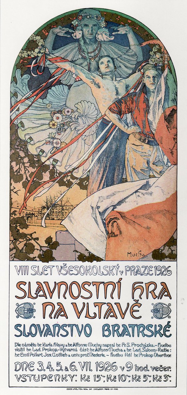 8e Sokol Festival in Praag Poster, 1925 door Alphonse Mucha