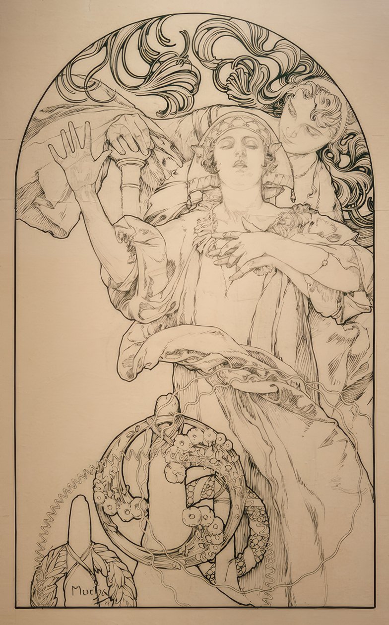 Bioscoop met Wurlitzer-orgel door Alphonse Mucha