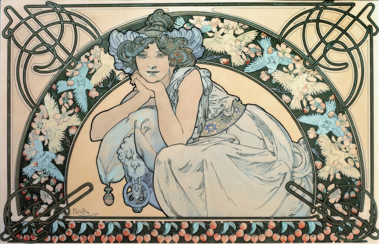 Kersenbloesem door Alphonse Mucha