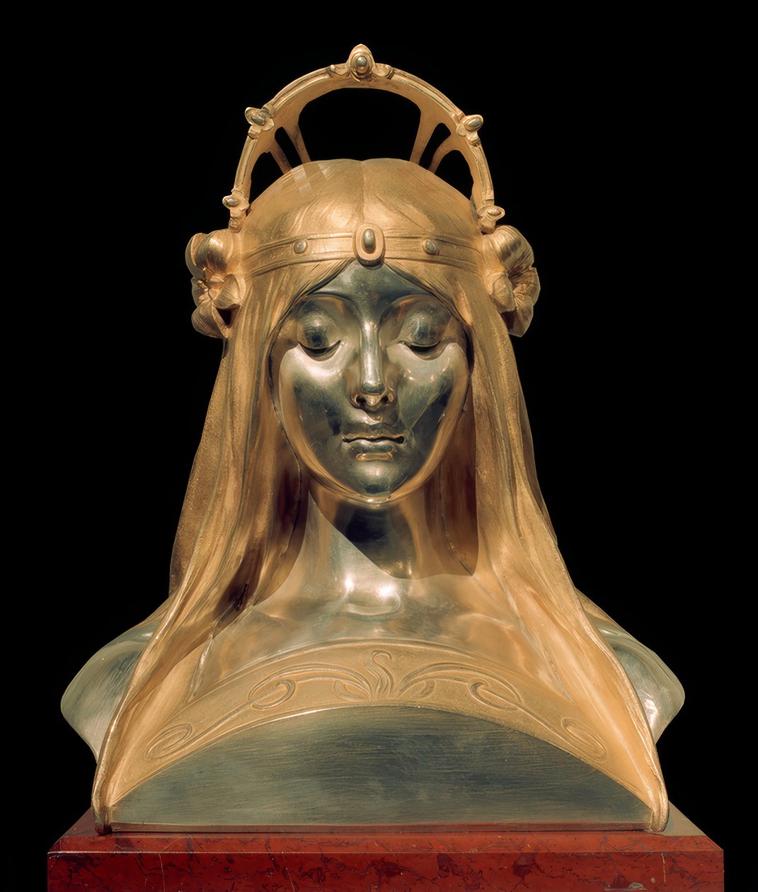 Hoofd van een meisje door Alphonse Mucha