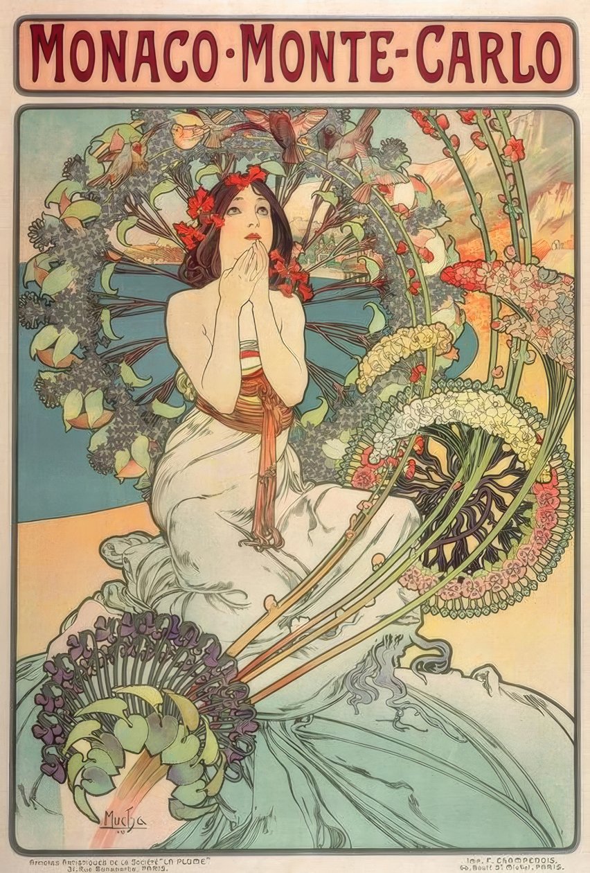 Monaco – Monte Carlo door Alphonse Mucha