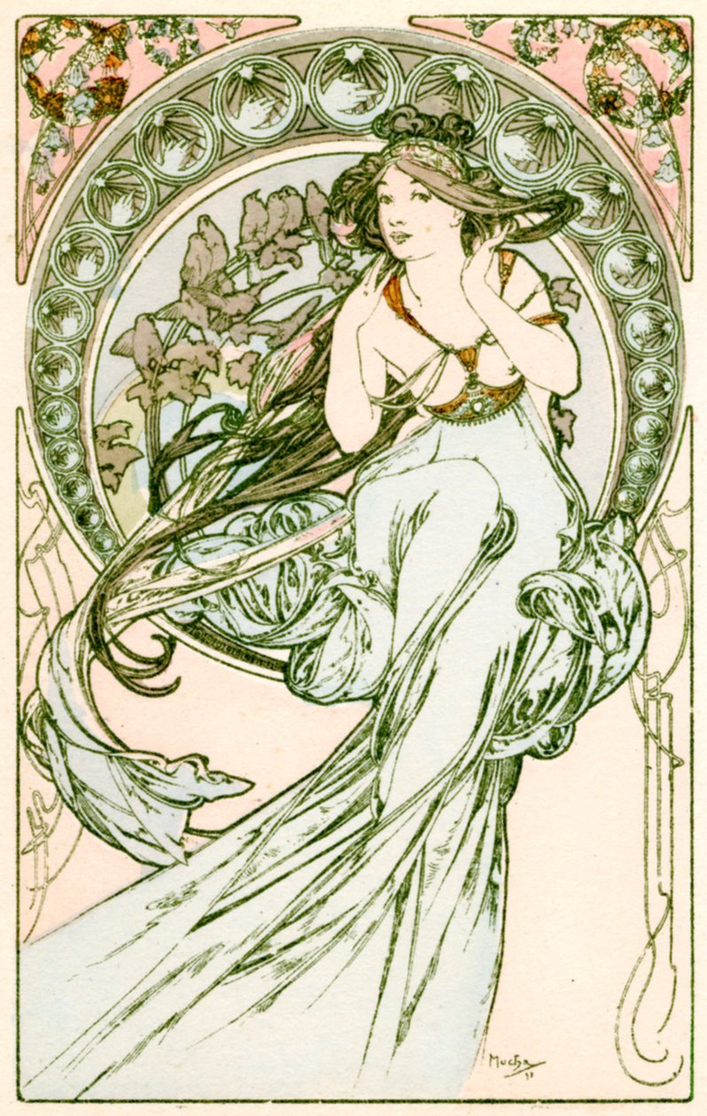 Muziek, 1900 door Alphonse Mucha