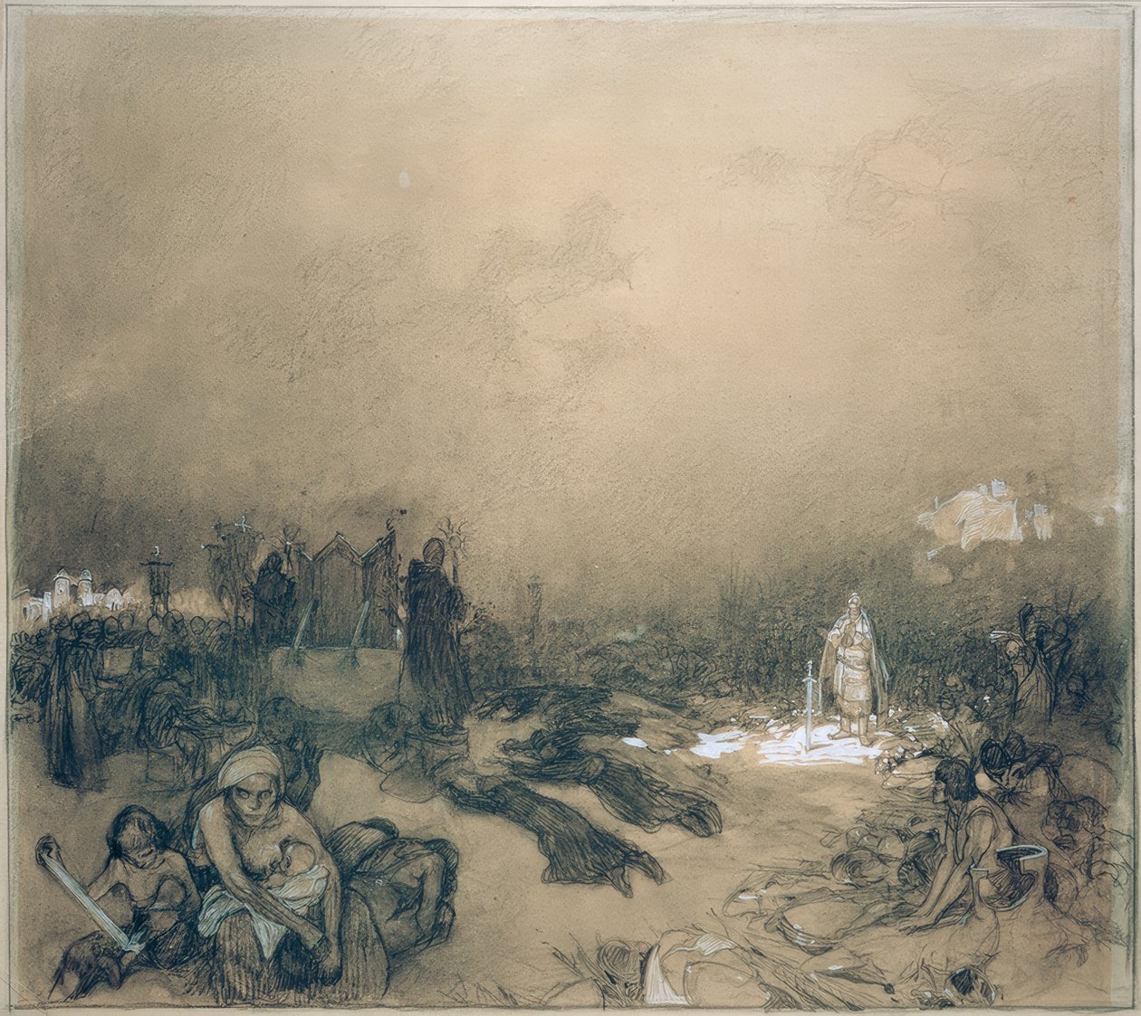 Na de Slag op de Berg Vítkov door Alphonse Mucha
