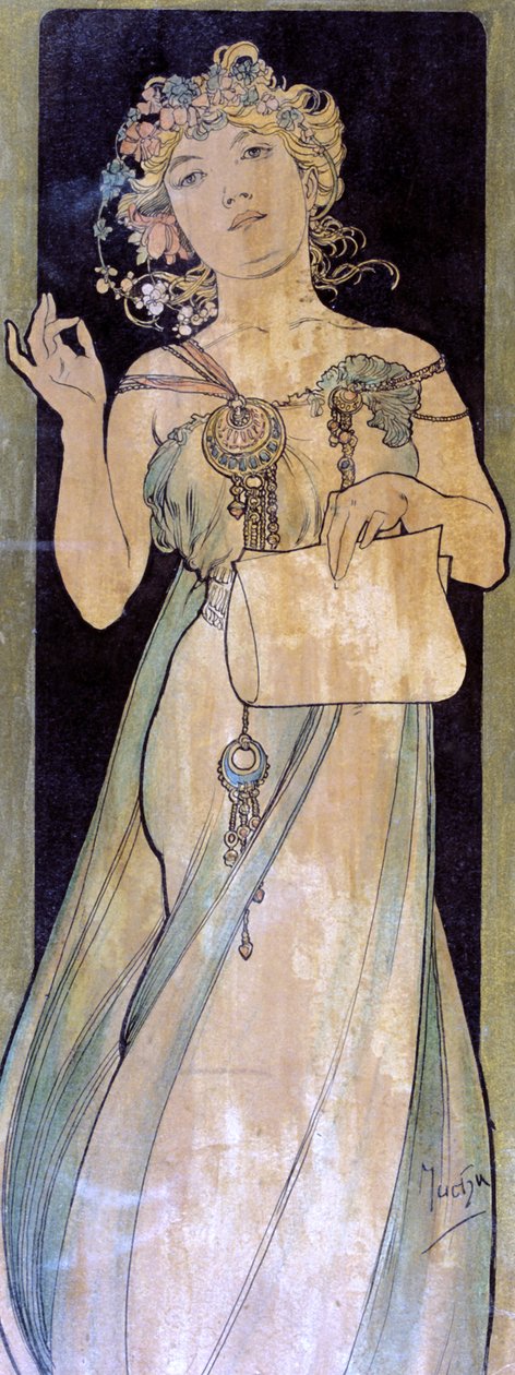 Portret van een vrouw, ca. 1900-1939 door Alphonse Mucha