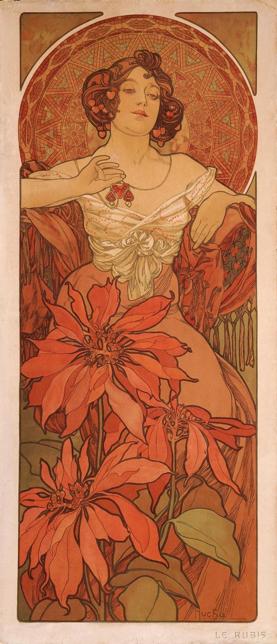 Robijn Uit de serie De edelstenen door Alphonse Mucha