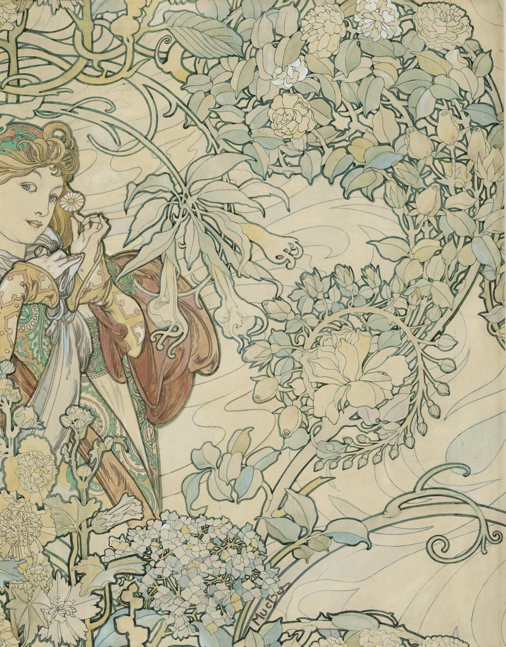 Textielontwerp door Alphonse Mucha