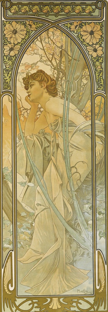 De Tijden van de Dag: Avonddroom door Alphonse Mucha