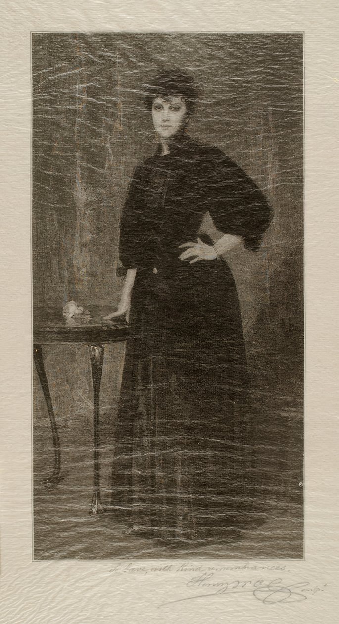 Een dame in het zwart door Alsace Henry Wolf