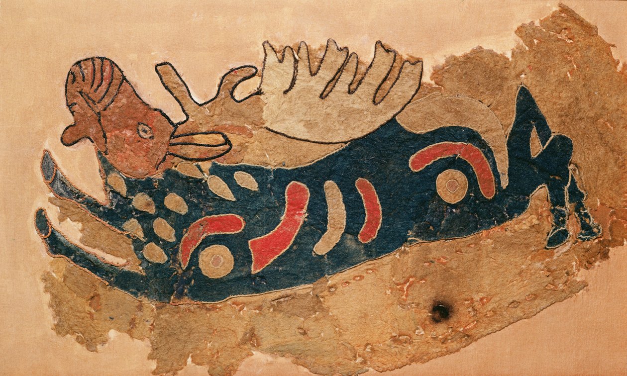 Elk, fragment van een zadelhoes door Altaic School