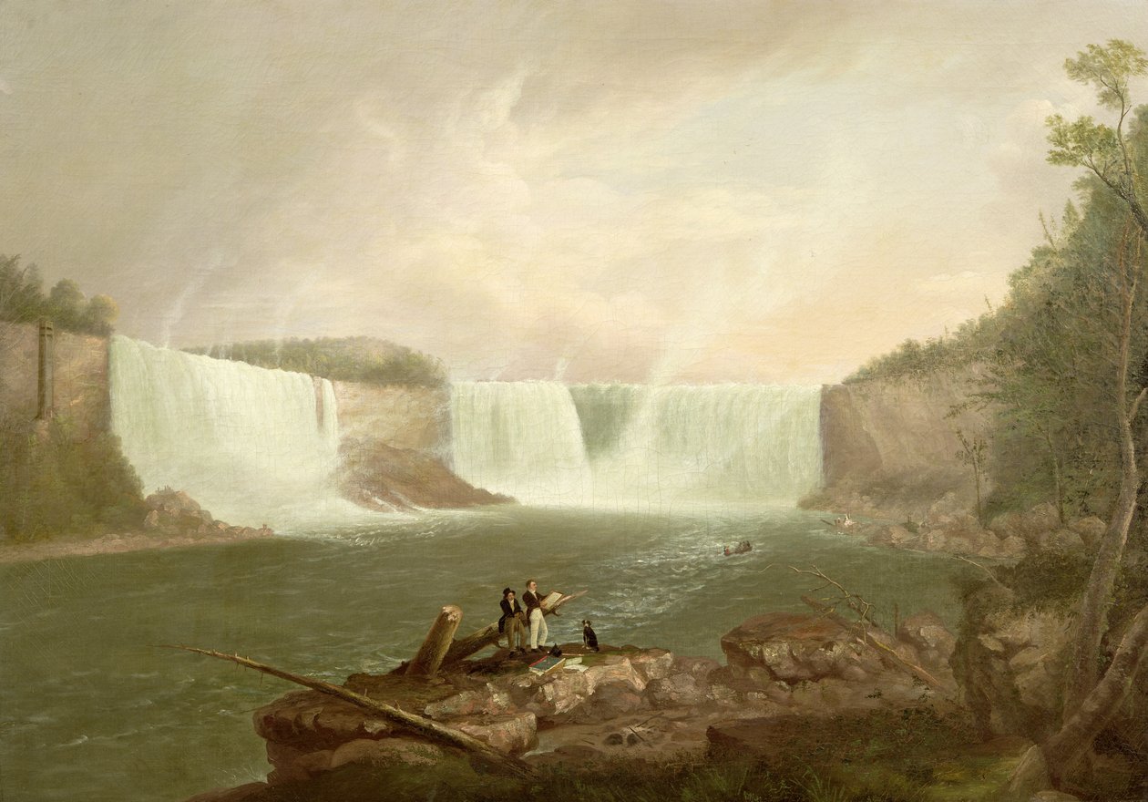 Niagara: De Amerikaanse watervallen, ca. 1821 door Alvan Fisher