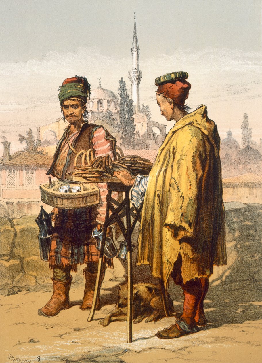 Ambulante Snackverkopers, 1865 door Amadeo Preziosi