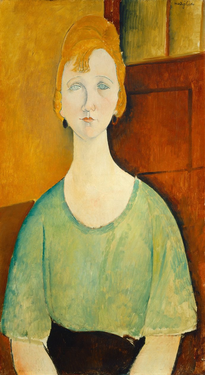 Meisje in een groene blouse, 1917 door Amedeo Modigliani