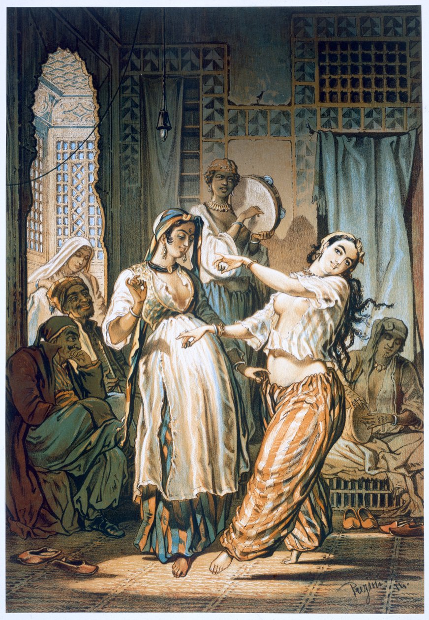 Egyptische buikdanseres, Caïro, 1862 door Amadeo Preziosi