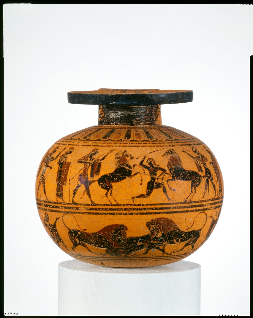 Terracotta aryballos (oliefles), ca. 550 v.Chr. door Amasis Painter