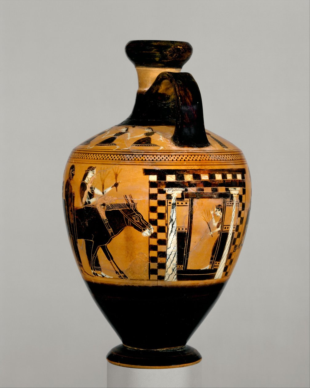 Terracotta lekythos, ca. 550-530 v.Chr. door Amasis Painter