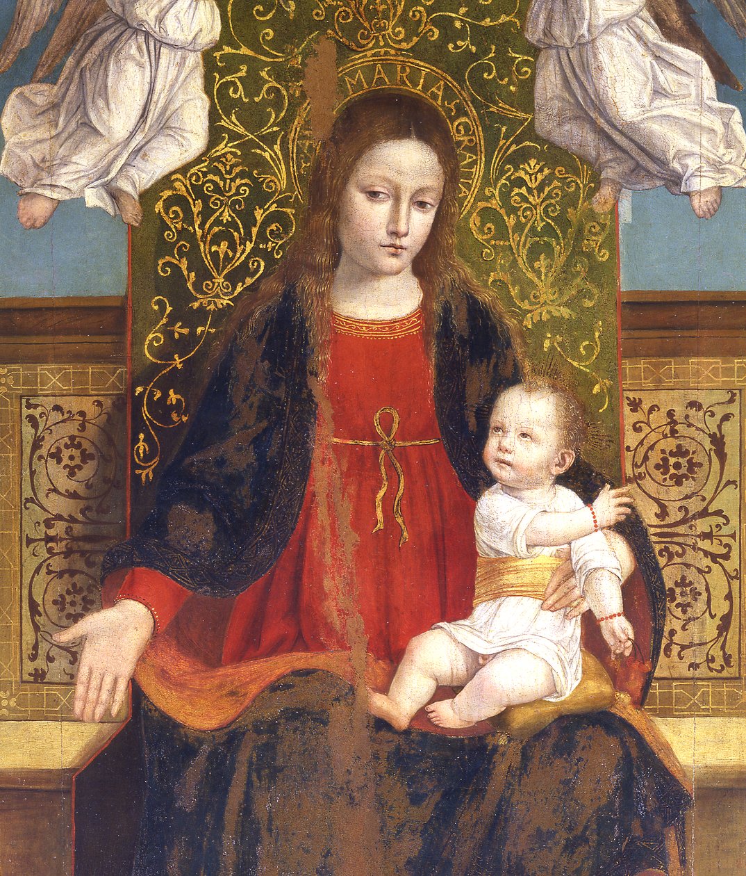 Madonna en Kind (detail) door Ambrogio da Fossano