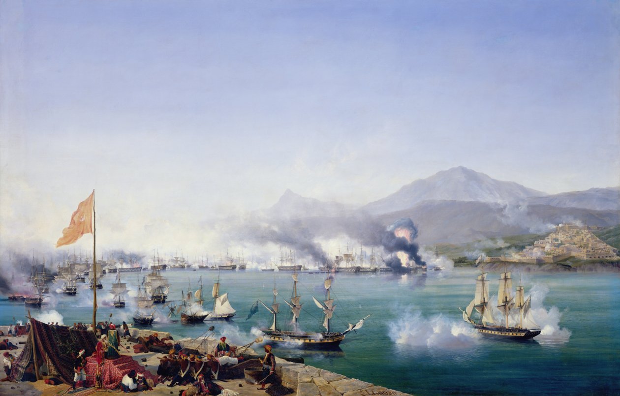 De slag bij Navarino, 20 oktober 1827 door Ambroise Louis Garneray