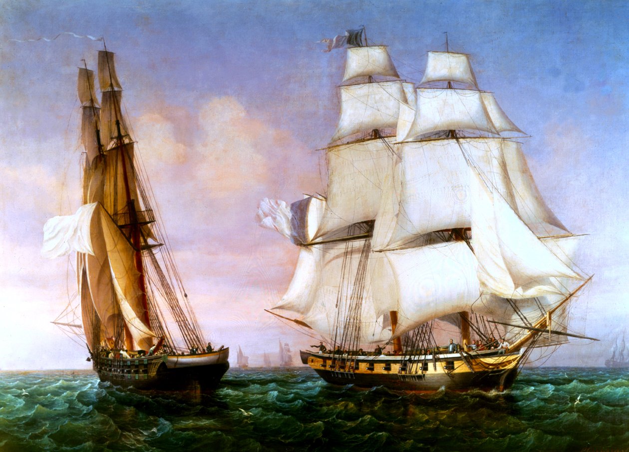 Napoleon verlaat het eiland Elba, 28 februari 1815 door Ambroise Louis Garneray