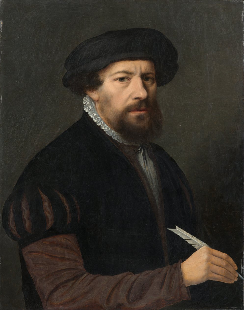 Man met een veer door Ambrosius Benson