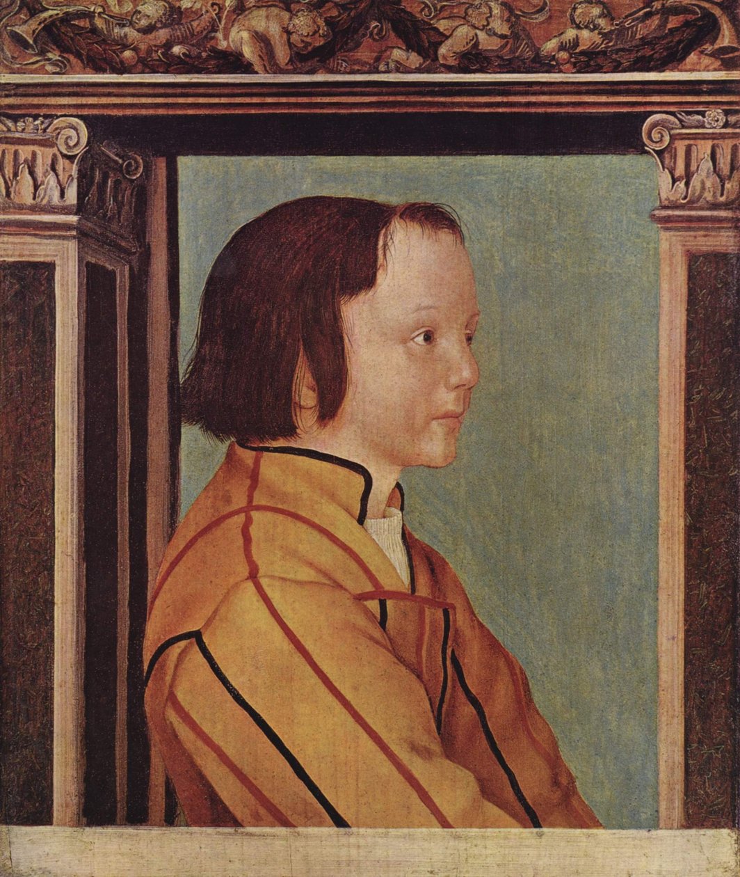 Jongen met bruin haar door Ambrosius Holbein