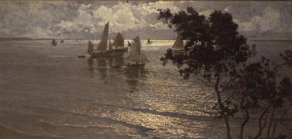 Jachten op Zee door Amédée Julien Marcel Clément