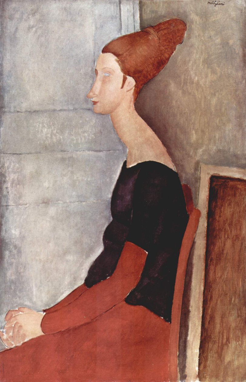 Portret van Jeanne Hébuterne in Donkere Kleding door Amedeo Modigliani