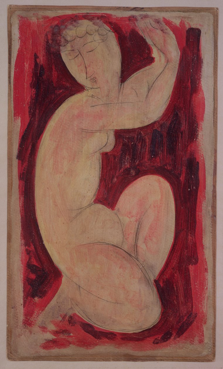 Rode Kariatide, 1913 door Amedeo Modigliani