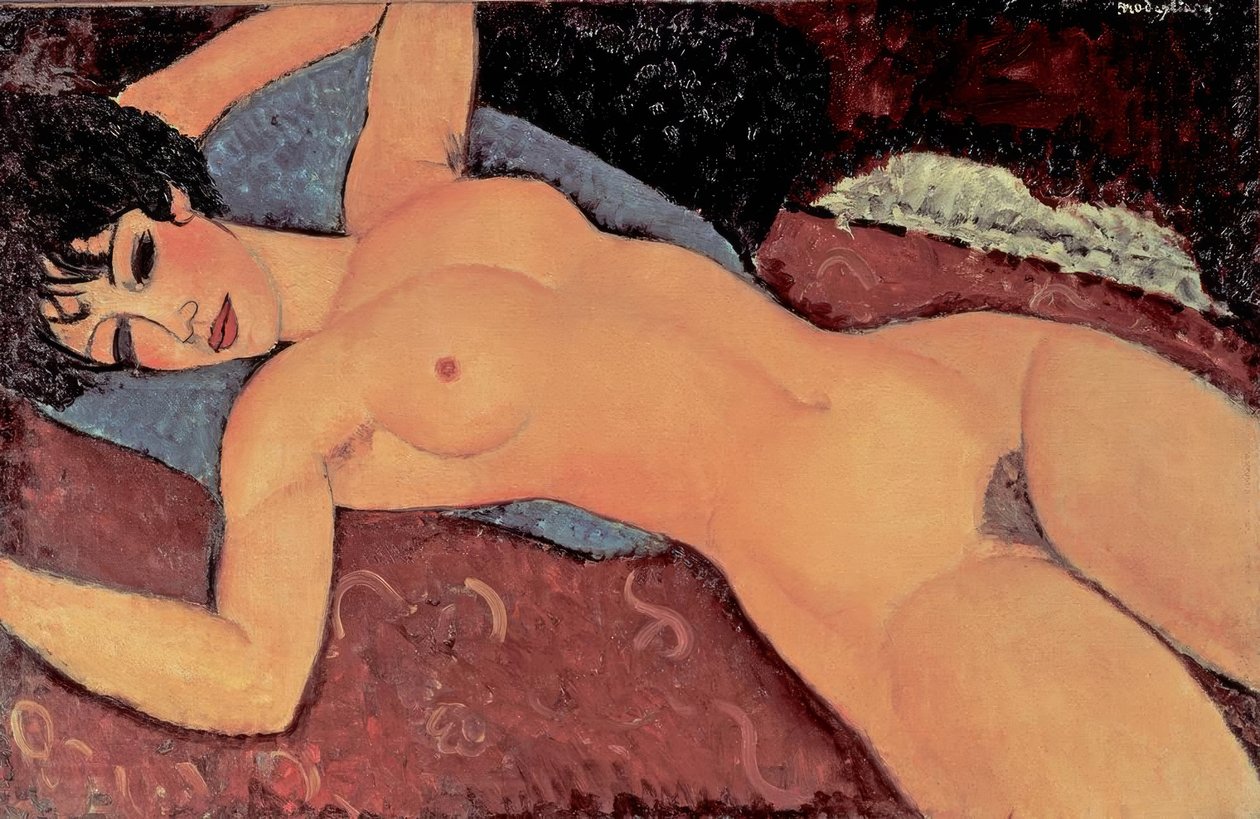 Rood vrouwennaakt door Amedeo Modigliani