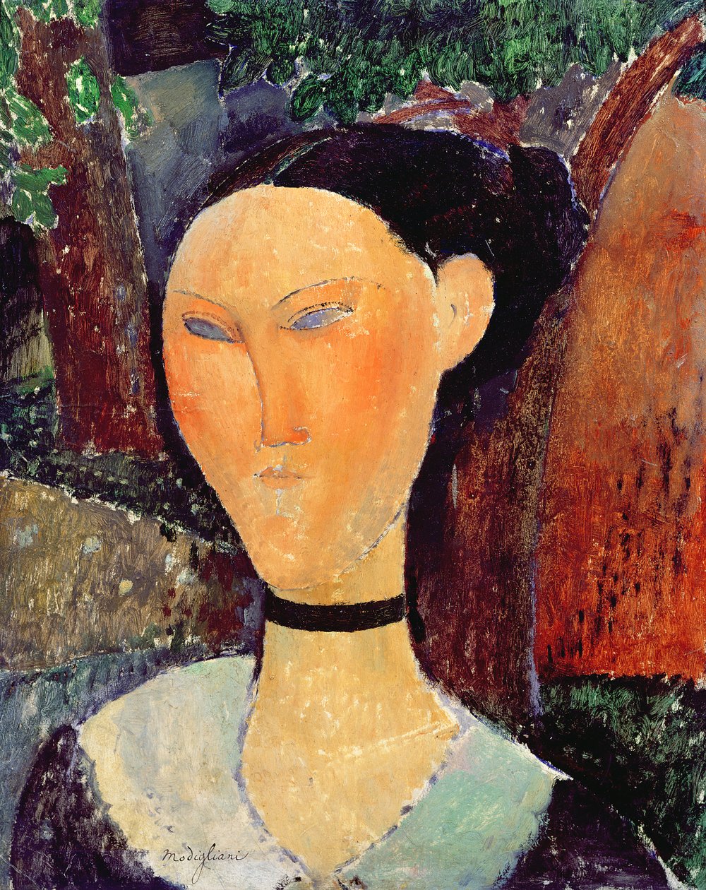 Vrouw met een Fluwelen Halsband, c.1915 door Amedeo Modigliani