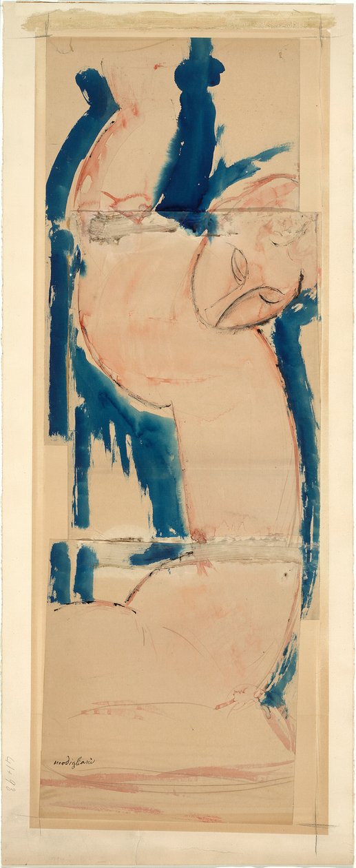 Kariatide: Roze en blauw door Amedeo Modigliani