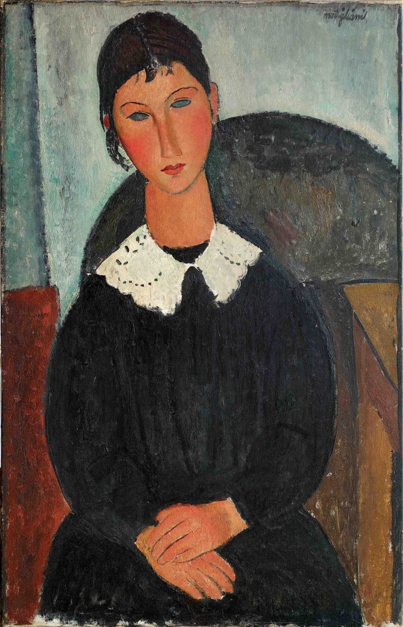 Elvire met witte kraag, 1917-1918 door Amedeo Modigliani