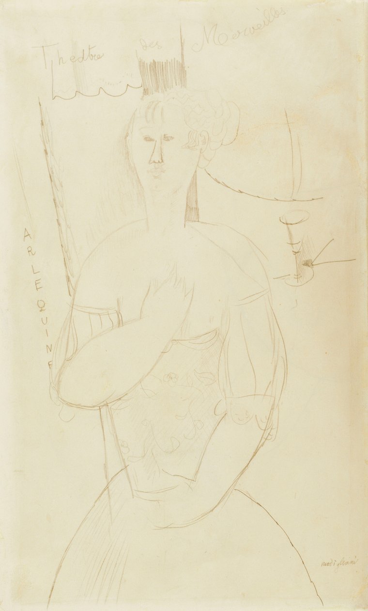 Harlekijn, c.1915 door Amedeo Modigliani