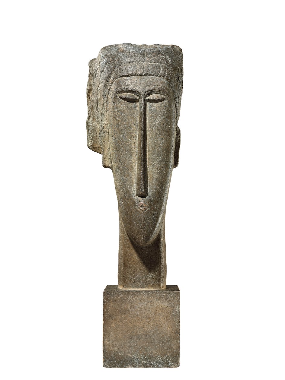 Hoofd, ca. 1910-12 door Amedeo Modigliani