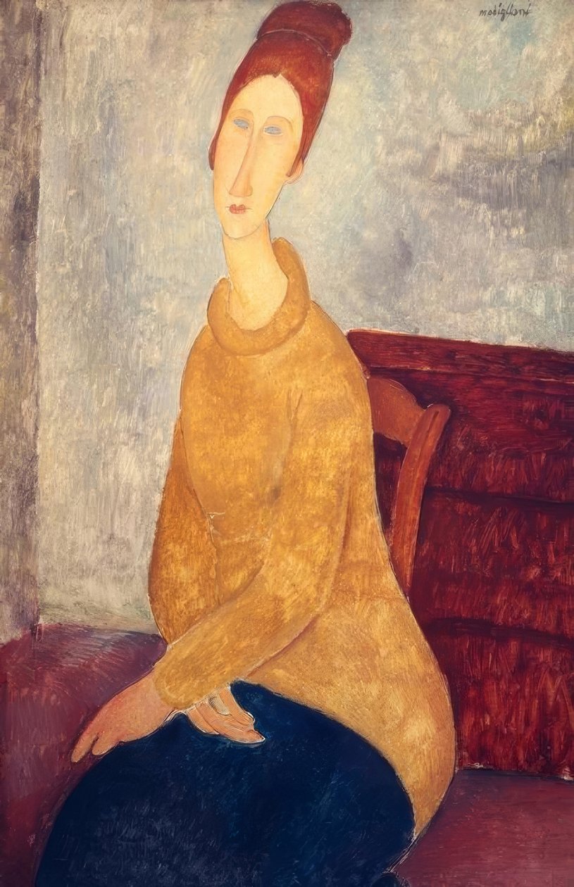 Jeanne Hébuterne met gele trui door Amedeo Modigliani